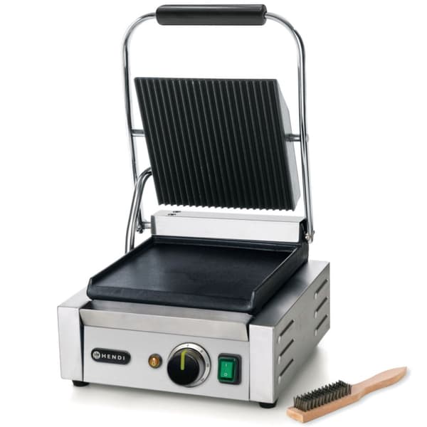 Kontaktkontaktgrill, rillet top, glat bund, 1800W - Hendi 263600