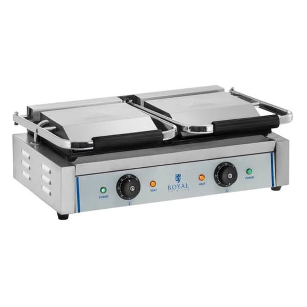 Kontakt dubbelsidig dubbel slät kontaktgrill 3600W 230V Royal Catering