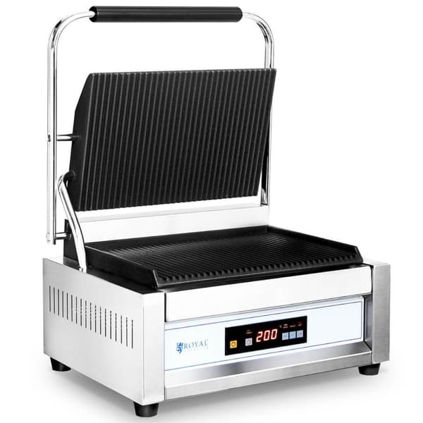 Elektronisk styret rillet kontaktgrill 34 x 23 cm 2200 W