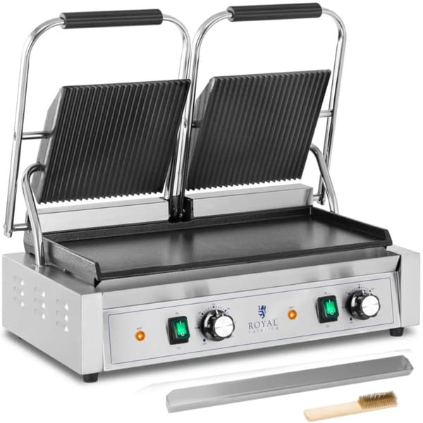 Dobbeltkontaktgrill med glat og rillet plade 48 x 23 cm 3600 W