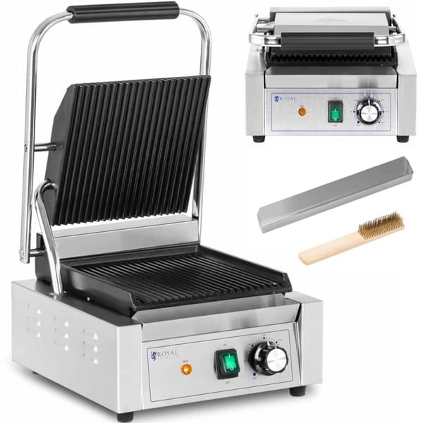 Ribbstickad elektrisk kontaktgrill 23 x 22 cm 1800 W