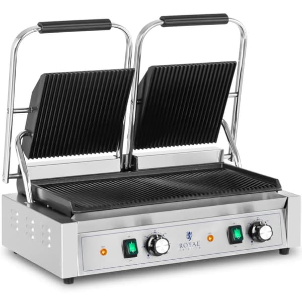 Dubbelsidig, räfflad kontaktgrill 3600 W