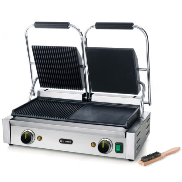Kontakt dobbeltrillet glat kontaktgrill 3600W - Hendi 263907