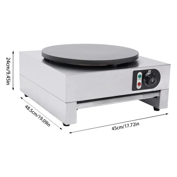 Crepe-pannkaksmaskin, justerbar temperatur 50-300℃, extra stor värmeplatta,silver