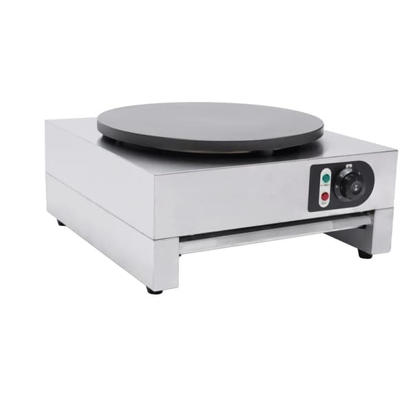 Crepe-pannkaksmaskin, justerbar temperatur 50-300℃, extra stor värmeplatta,silver