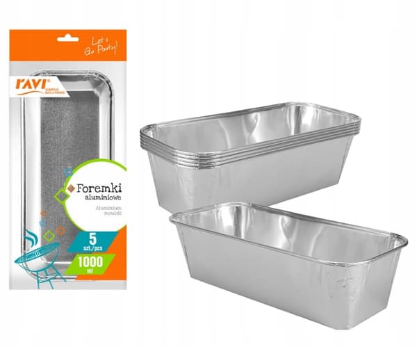 Bakform i aluminium 1000 ml, 5-pack