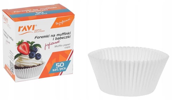 Paperikupit muffineille ja kuppikakuille 50 kpl valkoisia