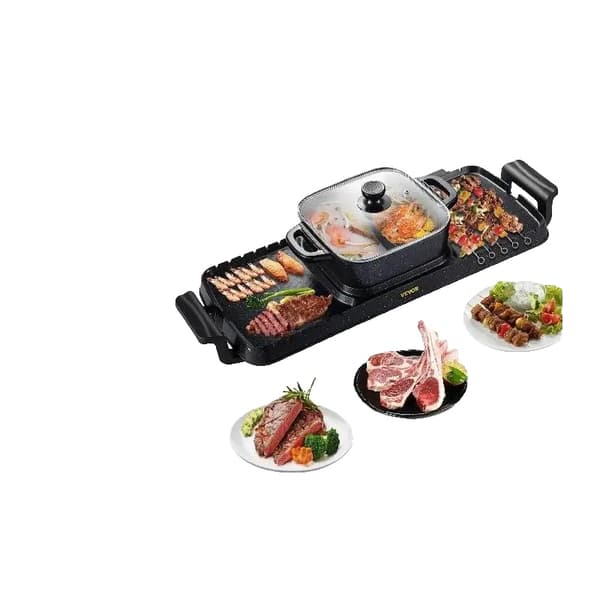 Elektrisk BBQ Hot Pot Grill, 2400W Effekt, Justerbar Temperaturkontrol, Nonstick Overflade