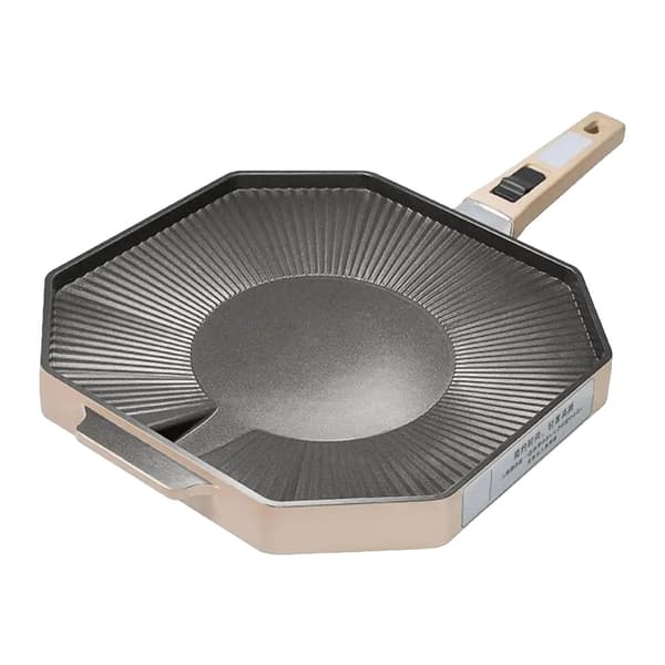 Campinggrillplatta, hållbart rostfritt stål, non-stick yta,Khaki