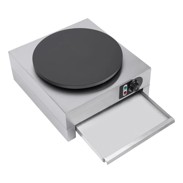 Sähkökrepinpaistaja, 3000 W teho, 400 mm kuumalevy, lämpötila-alue 50-300 °C,hopea