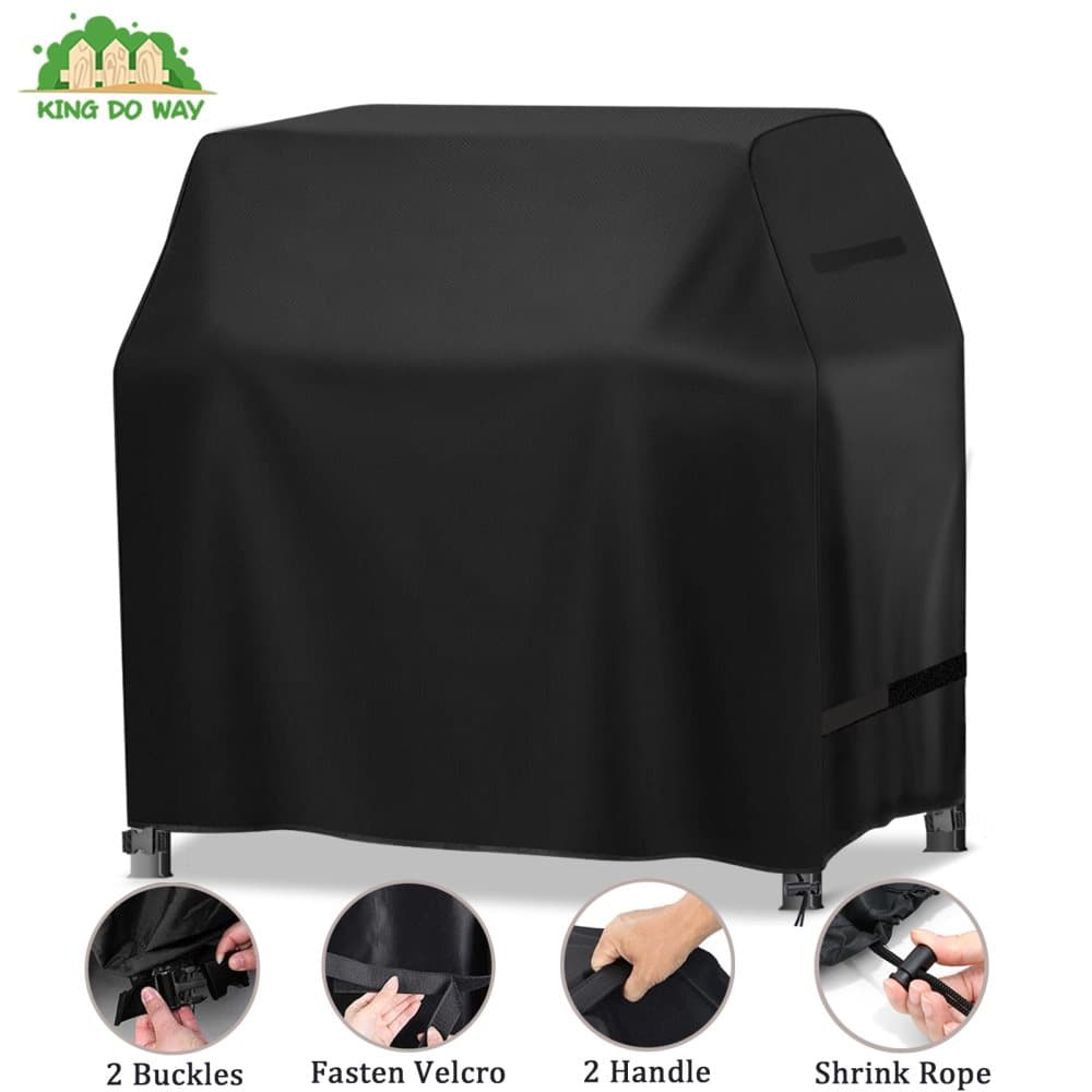 【KingDOWay】420DPremiumutomhusskydd,FirePitCoverFyrkantigtVattentättHeavyDutyFirePitCoverVindtättSpännenHörnStötfångare2Handtag,