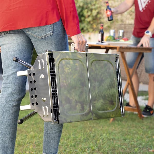 Hopfällbar Kolgrill i Rostfritt Stål ExelQ InnovaGoods