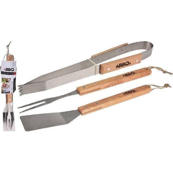 BBQ Tools ruostumaton teräs / puu 36cm 3-osainen