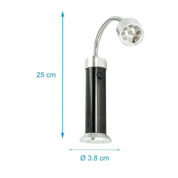 2x LED-grillbelysninger i aluminiumslegering i svart - Sølv - 24,6 x 3,9 cm magnetisk - For god synlighet når du griller, camper eller arbeider