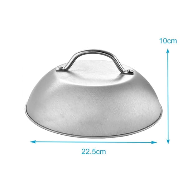 2x Smältkupol i rostfritt stål smältklocka i silver - För bättre stekning av kött, ångkokning av grönsaker och smältning av ost