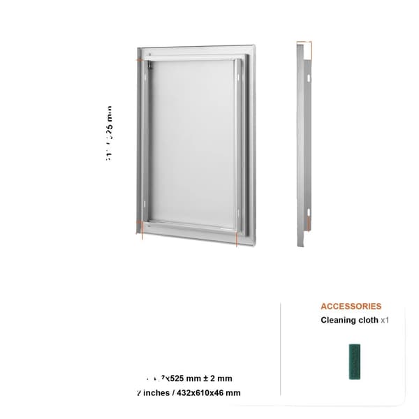 Rustfrit Stål BBQ Adgangsdør, Omvendeligt Design, Skjult Håndtag, 17x24 Tommer,1 dør 17x24 tommer 1 door 17x24in