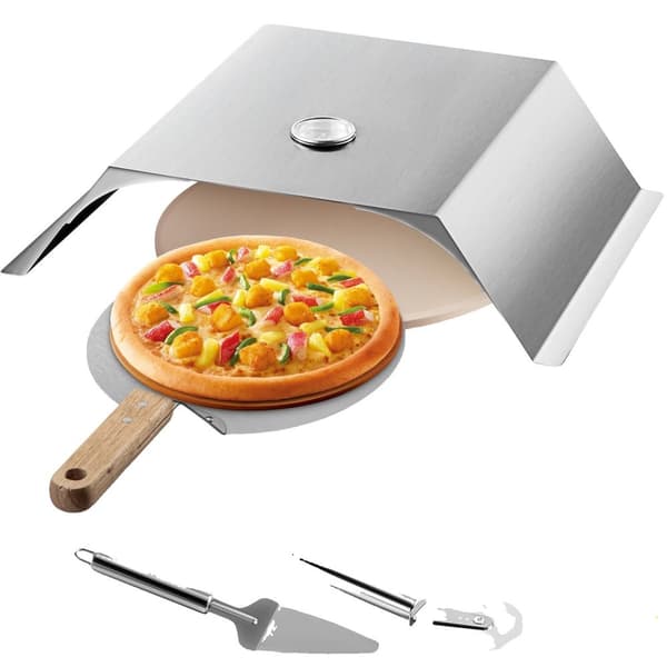 Rustfrit Stål Grill Pizzaovnssæt, 22" Kulgrill Kompatibel, Høj Temperaturområde, Holdbart Design