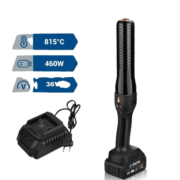 Trådløs varmepistol, 815°C temperatur, 460W effekt,sort