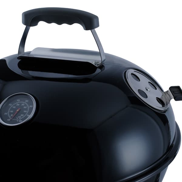 Kolgrill med termometer, emaljerat lock och stor grillyta på 47 cm