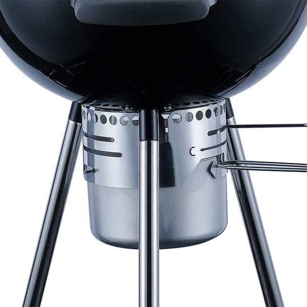 Kolgrill med termometer, emaljerat lock och stor grillyta på 47 cm