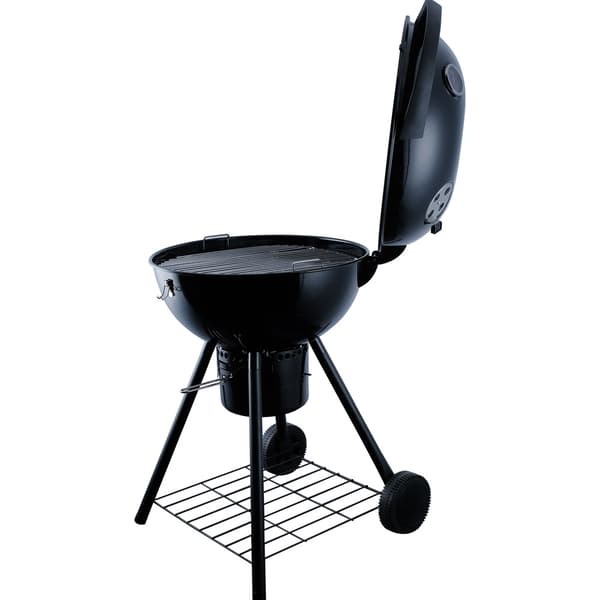 Kolgrill med rostfritt grillgaller, termometer och stor grillyta på 57 cm