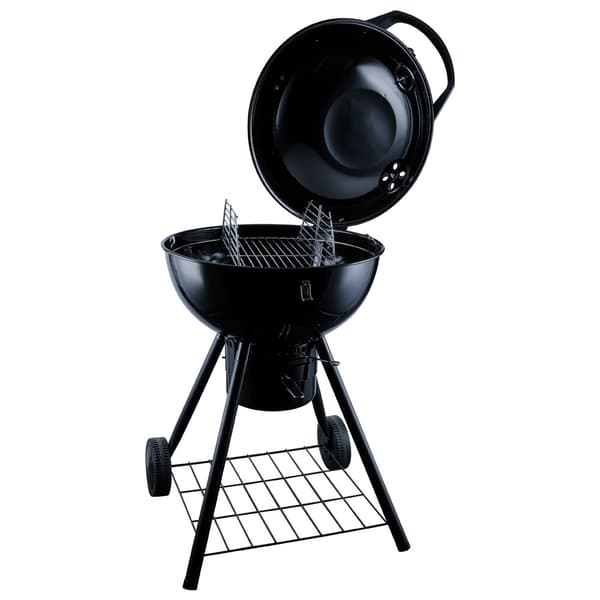 Kolgrill med rostfritt grillgaller, termometer och stor grillyta på 57 cm