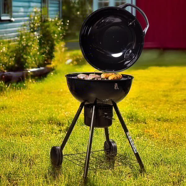 Kolgrill med rostfritt grillgaller, termometer och stor grillyta på 57 cm
