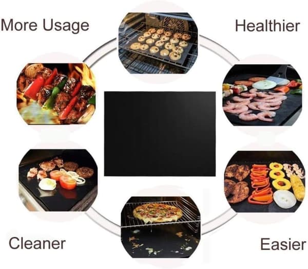 Grillmåtte/Ovnmåtte/Bagemåtte 5-pak - non-stick måtte til grill til udendørs grillning og bagning - genanvendelig og nem at rengøre