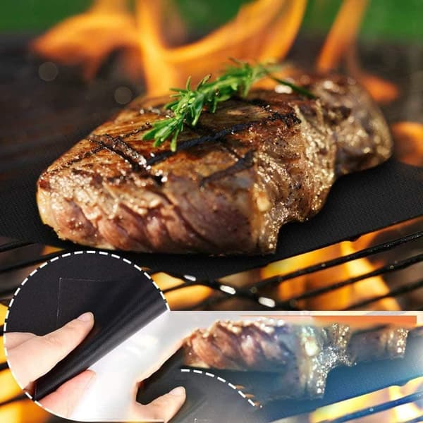 Grillmåtte/Ovnmåtte/Bagemåtte 5-pak - non-stick måtte til grill til udendørs grillning og bagning - genanvendelig og nem at rengøre
