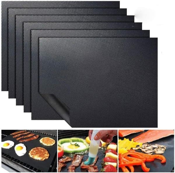 Grillmåtte/Ovnmåtte/Bagemåtte 5-pak - non-stick måtte til grill til udendørs grillning og bagning - genanvendelig og nem at rengøre