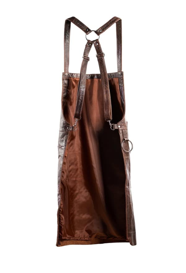 SKINNFORKLE GRILL / BBQ / BARISTA / KOKK / FRISØRFORKLE BRUNT DISTRESSED FORKLE