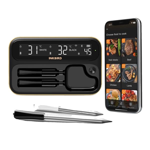 Langaton BBQ-lämpömittari, kaksoisanturit, Bluetooth- ja WiFi-yhteys,INT-12-BW