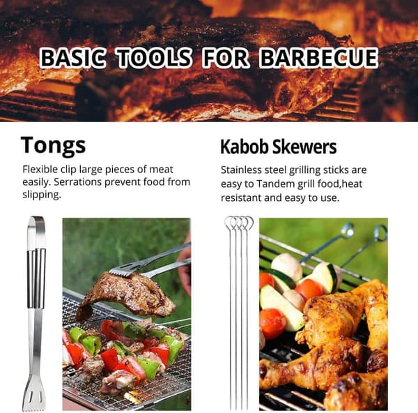 Lollanda 9-delars utomhus grillredskap i rostfritt stål – professionellt BBQ-tillbehörsset med förvaringsväska, lätt att bära