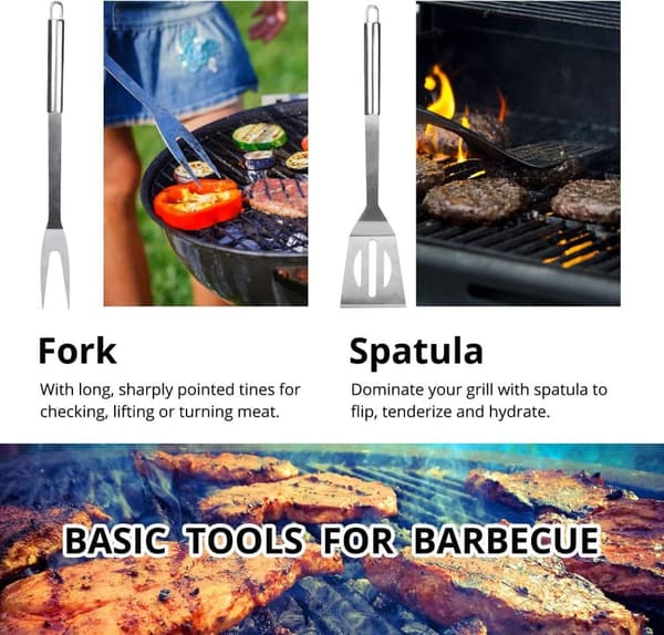 Lollanda 9-delars utomhus grillredskap i rostfritt stål – professionellt BBQ-tillbehörsset med förvaringsväska, lätt att bära