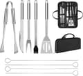Miniatyrbild 1 av 7: Lollanda 9-delars utomhus grillredskap i rostfritt stål – professionellt BBQ-tillbehörsset med förvaringsväska, lätt att bära