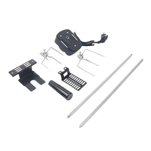 BBQ Grillspett, Rostfritt Stål, Kraftfull 4-Watt Motor,silver