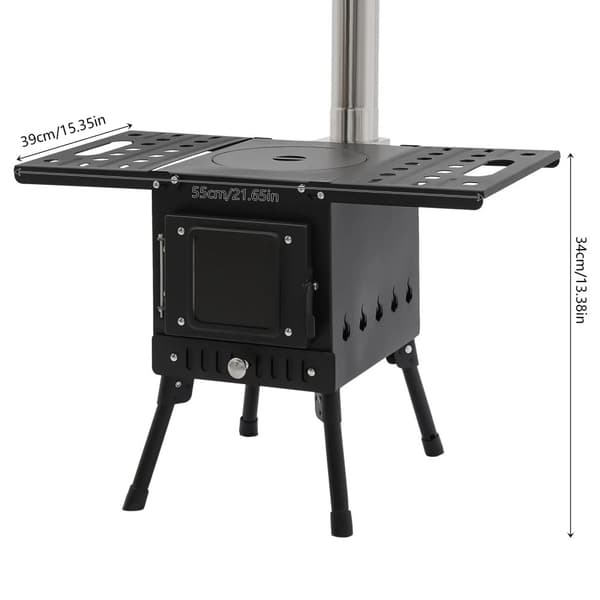 Utomhus Vedeldad Spis, Effektiv Matlagning, Justerbar Höjd,svart