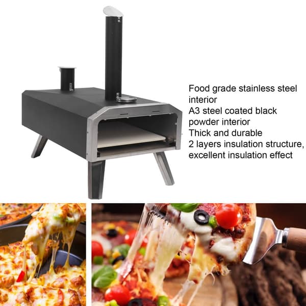 Utomhus Pizzaugn, Bärbar Vedeldad Design, 12-tums Rostfritt Stål, Effektiv Matlagning