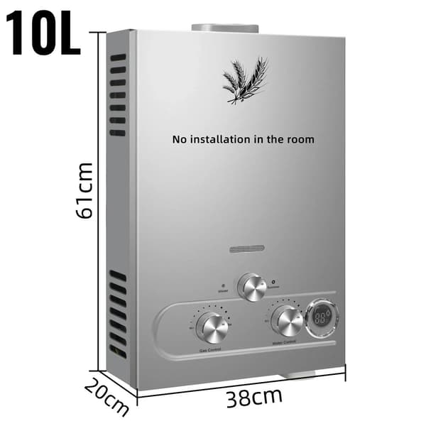 Varmvattenberedare, flera volymalternativ, olika värmeeffekter, öppen och tvångsventilerad avgastyp,20KW 10L