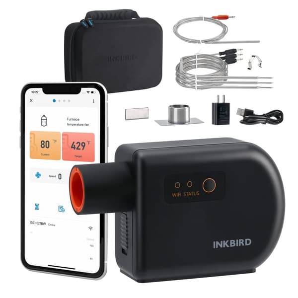 Automatisk BBQ-temperaturkontroll, Wi-Fi- och Bluetooth-anslutning, 4 prober,EU-uttag