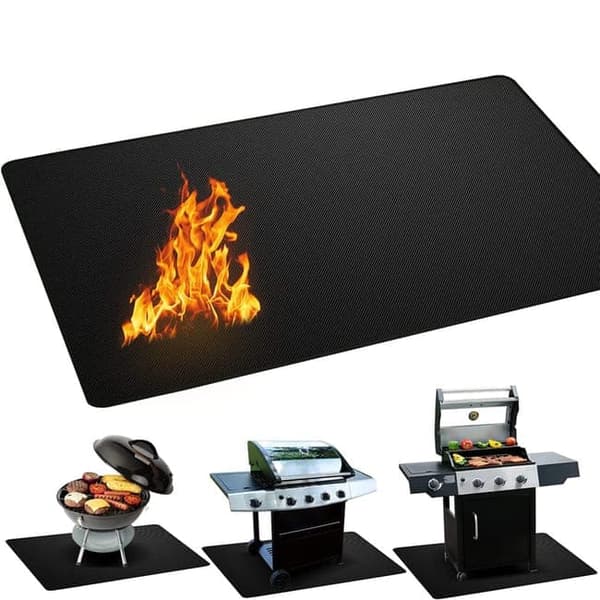 OBOSOE Brandsikker og varmebestandig grillmåtte/grilltilbehør Sort 152*106cm
