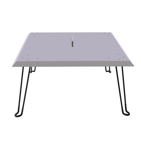 Eldstadsskydd, Rostfritt Stål, Fällbara Ben, Lättviktsdesign,Silver