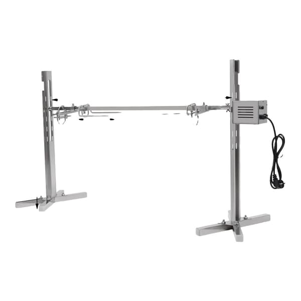 Søergris Grill, Elektrisk Motor, Højdejusterbar, 360-Graders Rotation,Sølv