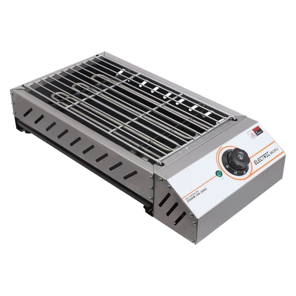 Elektrisk Bærbar Grill, Justerbar Temperatur, Non-Stick Kogesurface, Rustfrit Stål,Sølv