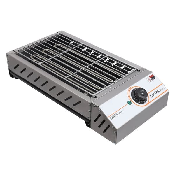 Elektrisk Bærbar Grill, Justerbar Temperatur, Non-Stick Kogesurface, Rustfrit Stål,Sølv