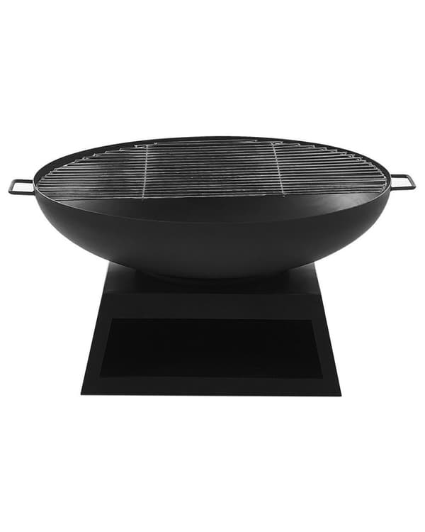 Trädgårdskamin med grill, svart stål, SEMERU Lumarko!