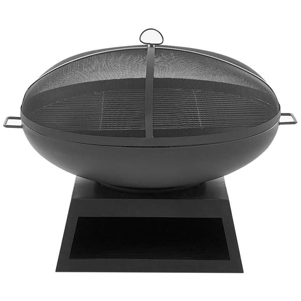 Trädgårdskamin med grill, svart stål, SEMERU Lumarko!