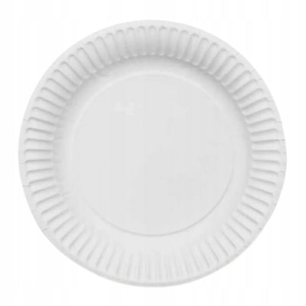 Engangstallerkener af pap 23 cm, 100 stk. runde, hvide..
