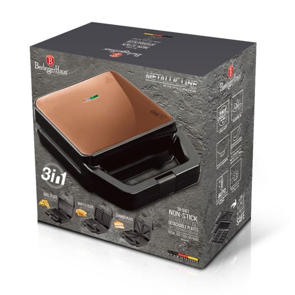 Elektrisk Grill Brødrister Vaffelmaskine 3i1 Berlinger Haus Bh-9461 Lumarko!