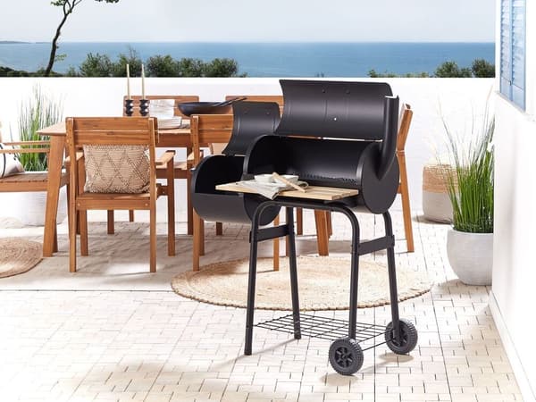Kolgrill med rökhus svart SATAH Lumarko!